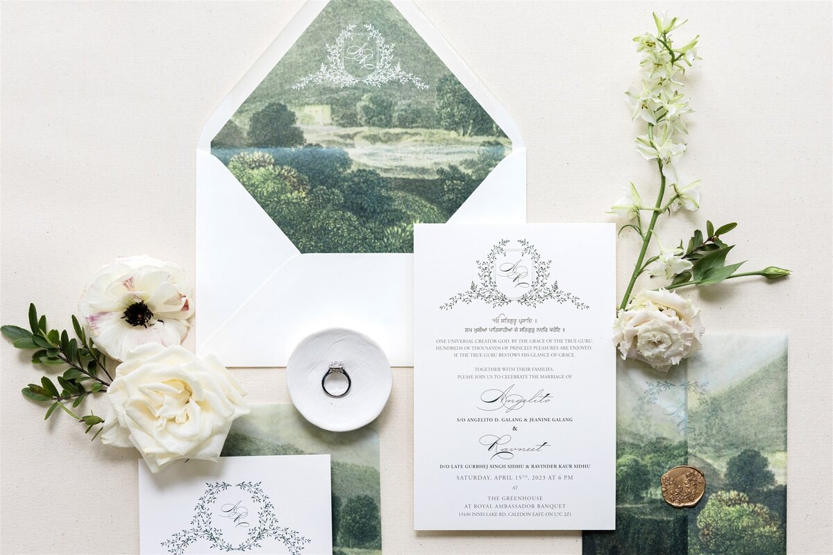 Greenery inspired Ivory wedding invitation 4