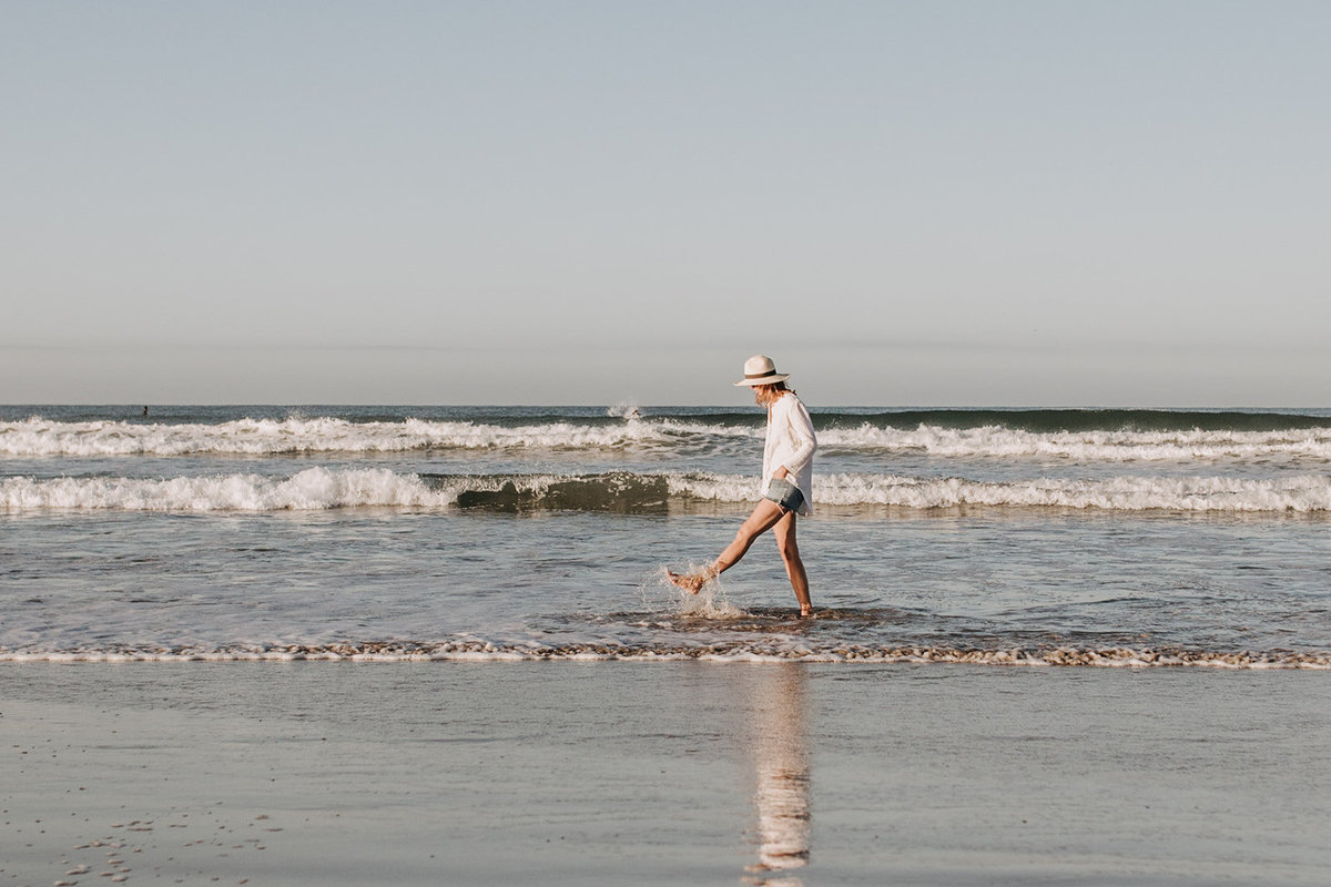 woman walking the beach