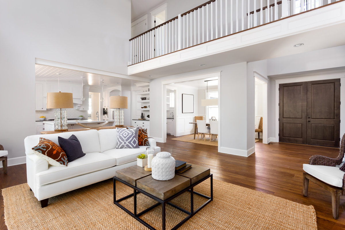 Modern Coastal Open Concept Living Room