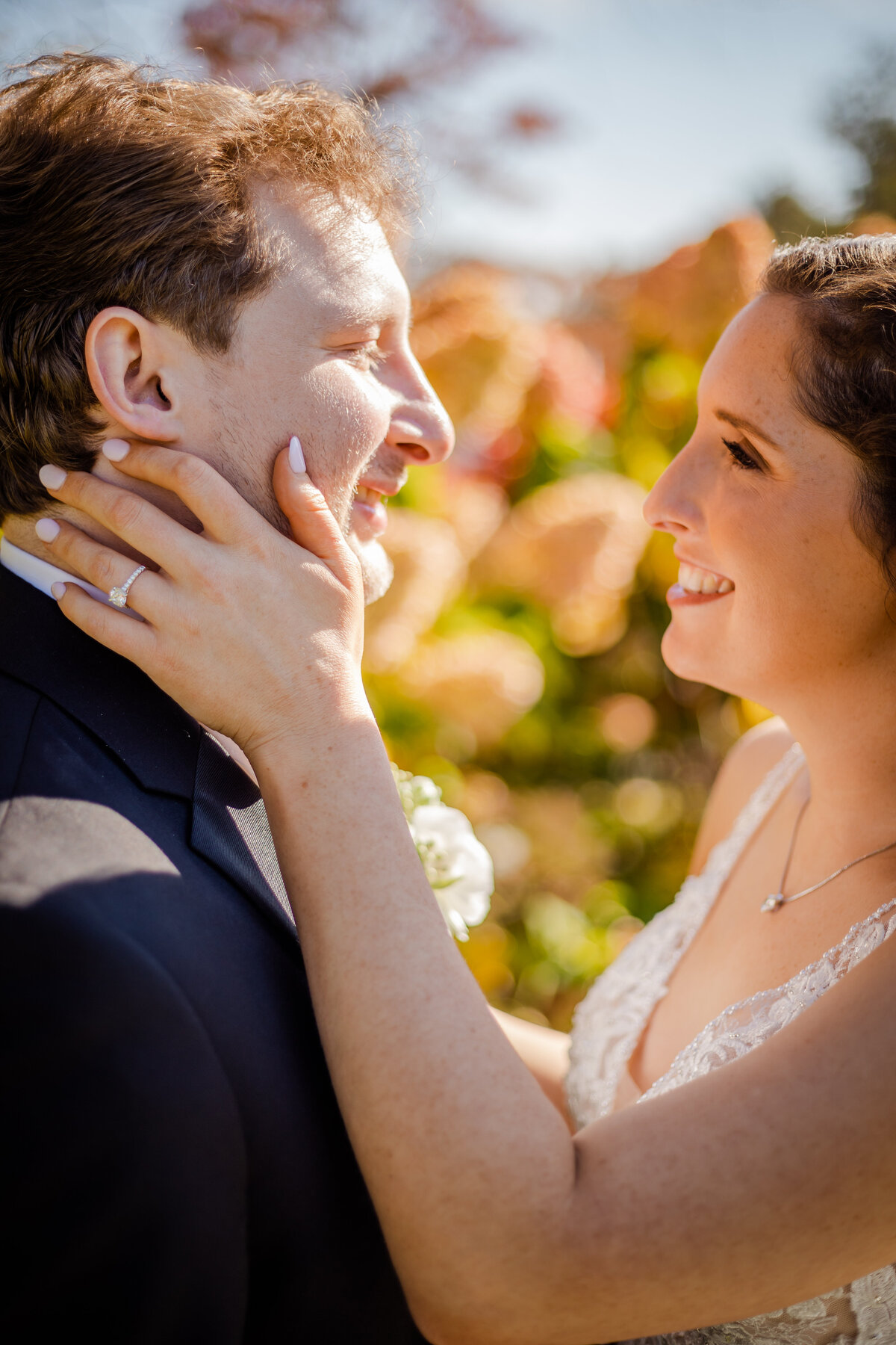 A Bride and groom portrait on their wedding day.