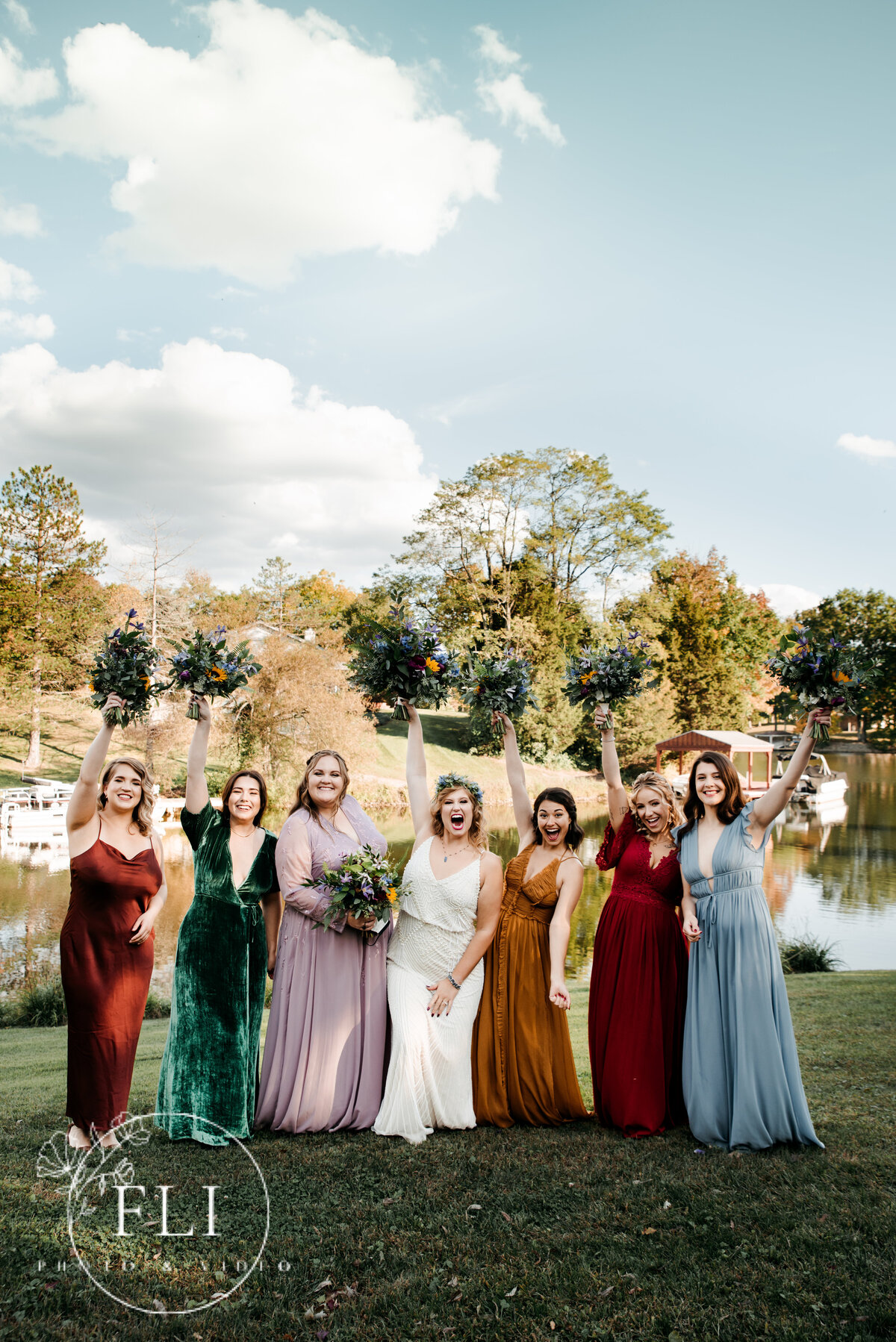 cincinnati ohio photographer videographer colorful wedding colors pallete bridesmaid dresses