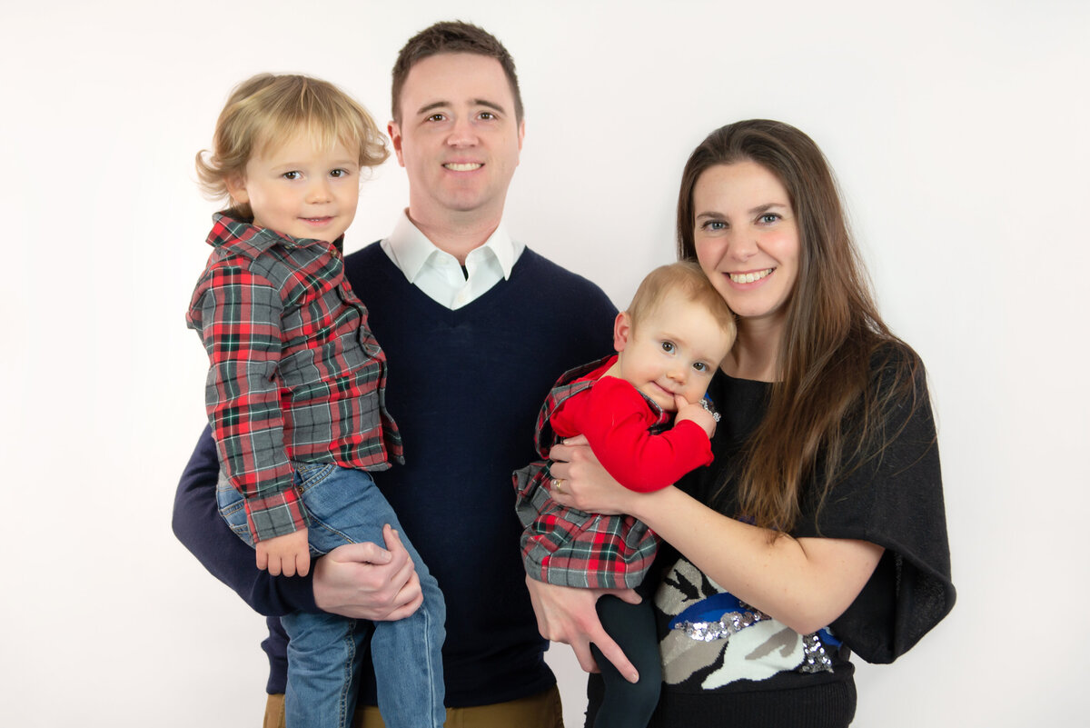 Family portrait in photography studio in Kennebunk Maine