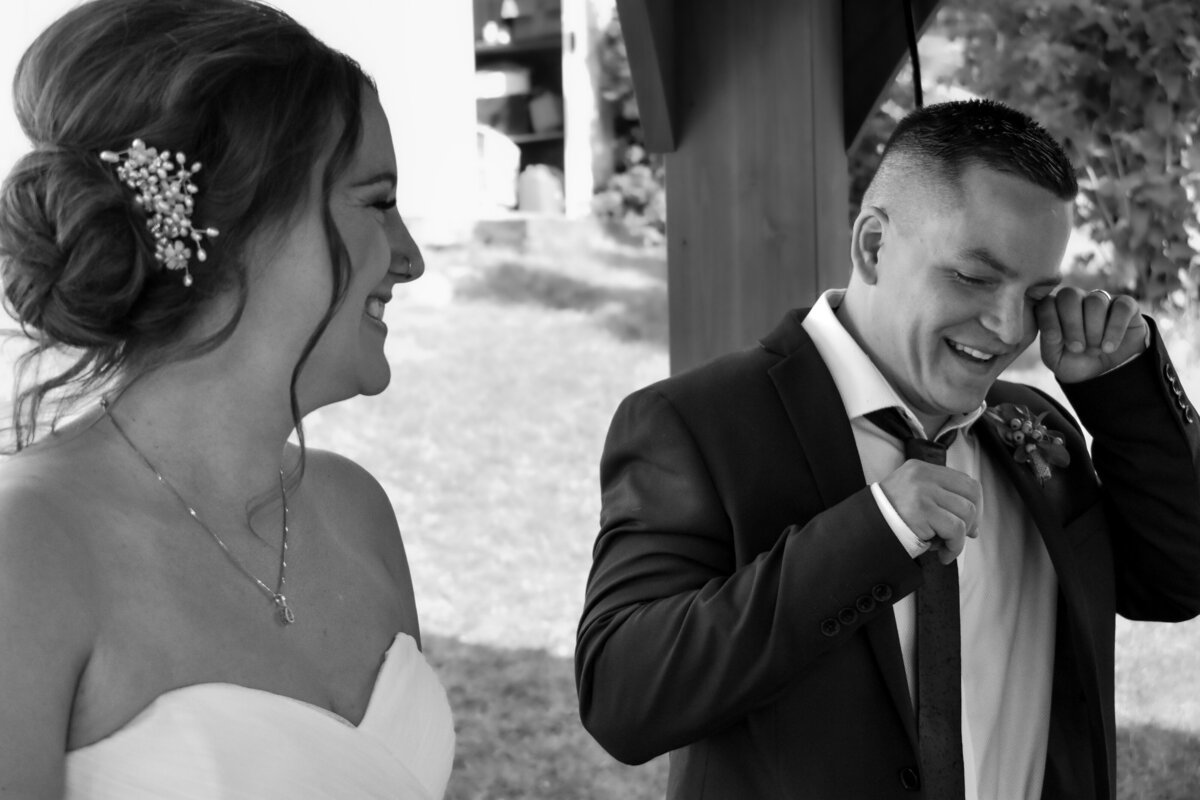 Kelowna wedding couple candid portrait by Up To You Photography