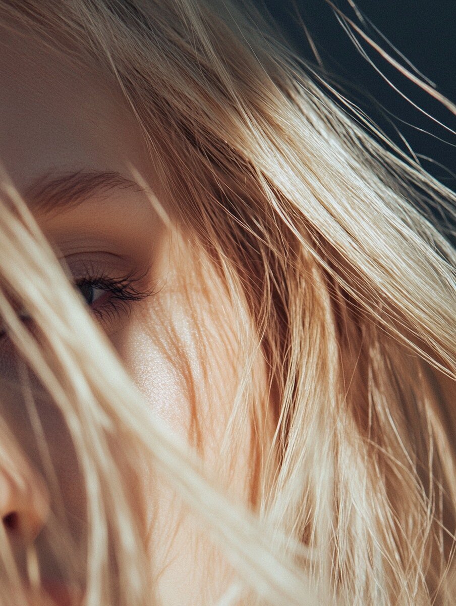 Close-up Portrait of Blonde Hair