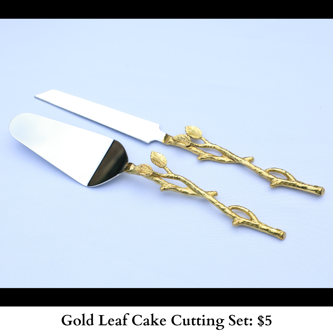 Gold Leaf Cake Cutting Set-157