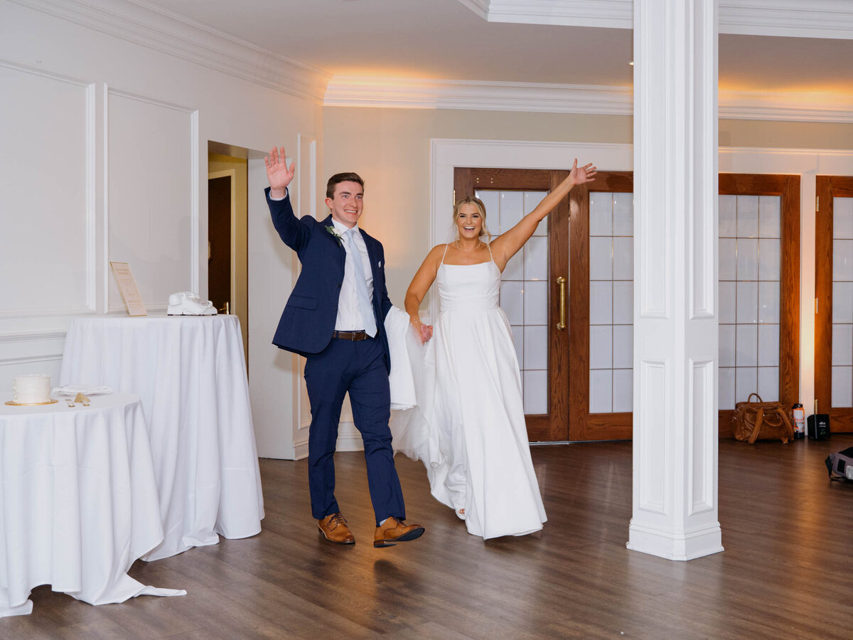 Bride and groom at their Cleveland Yachting Club wedding reception.