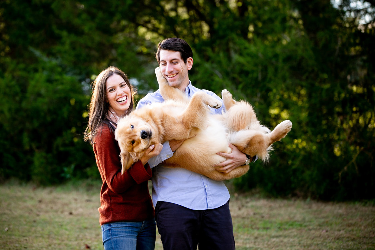 A puppy=inspired engagement session at Barn at Valhalla in Chapel Hill