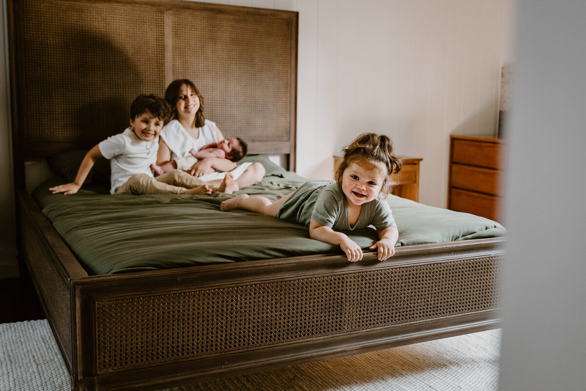 Family on bed