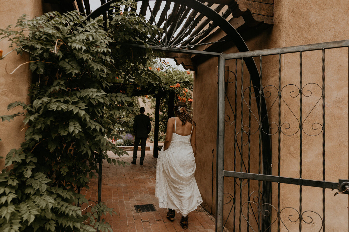 bride walking up to groom for their first look