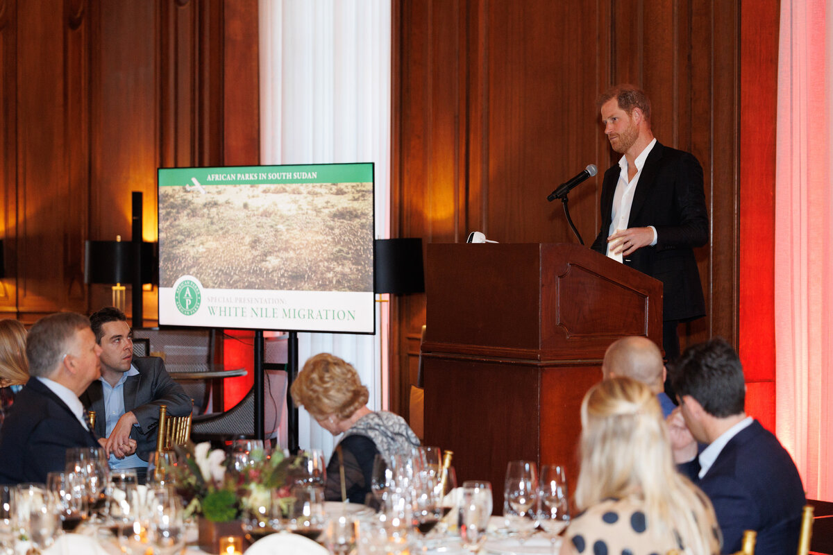 Prince Harry talking at The California club