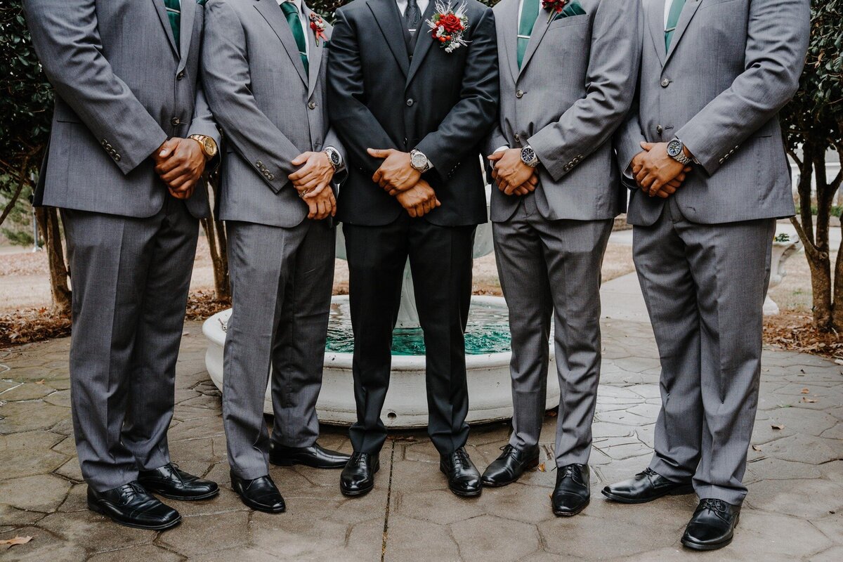 groomsmen posing at the saratoga springs
