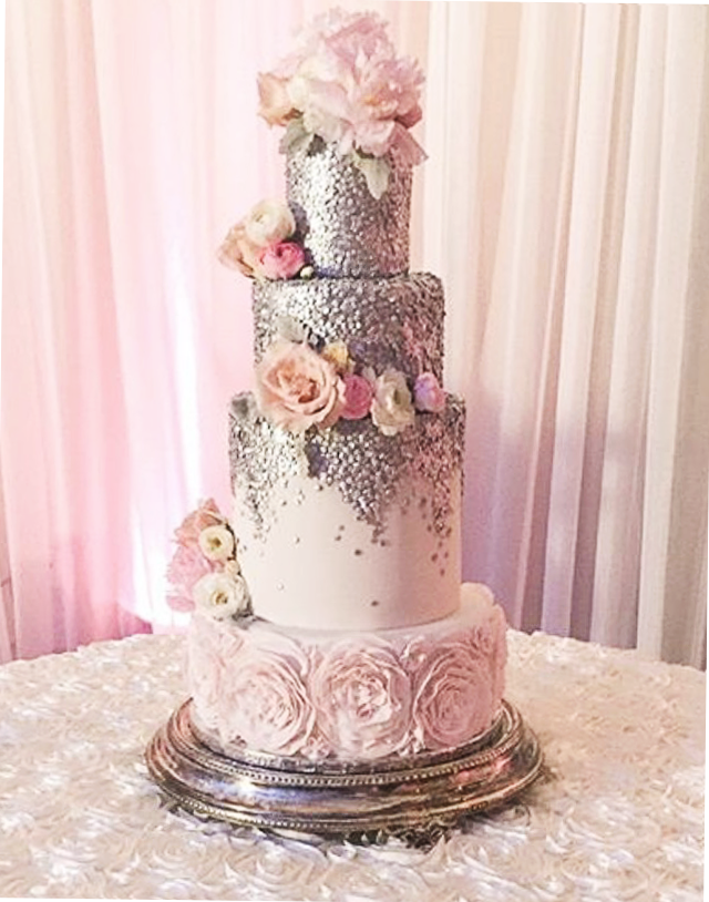 Whippt Desserts Silver Sparkle Wedding Cake 2017