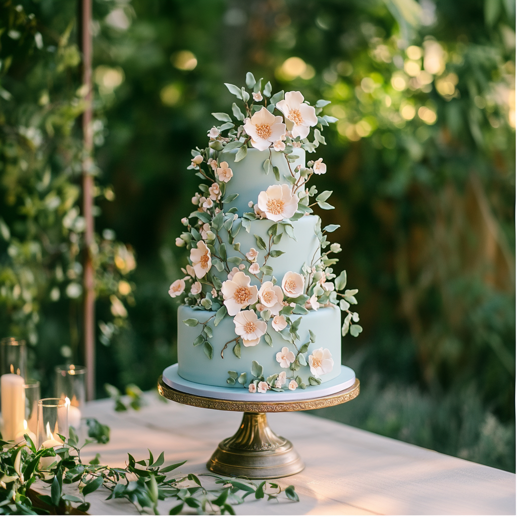 kdurski_86694_a_pastel_blue_wedding_cake_with_green_fondant_lea_f552bf69-9259-4c19-9b44-ff5e1dc071b2