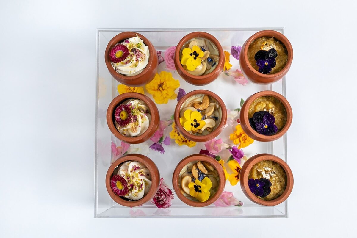 Selection of dessert pots