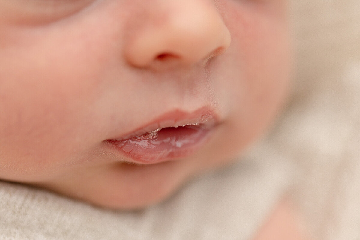 detail image of baby lips taken in portland studio