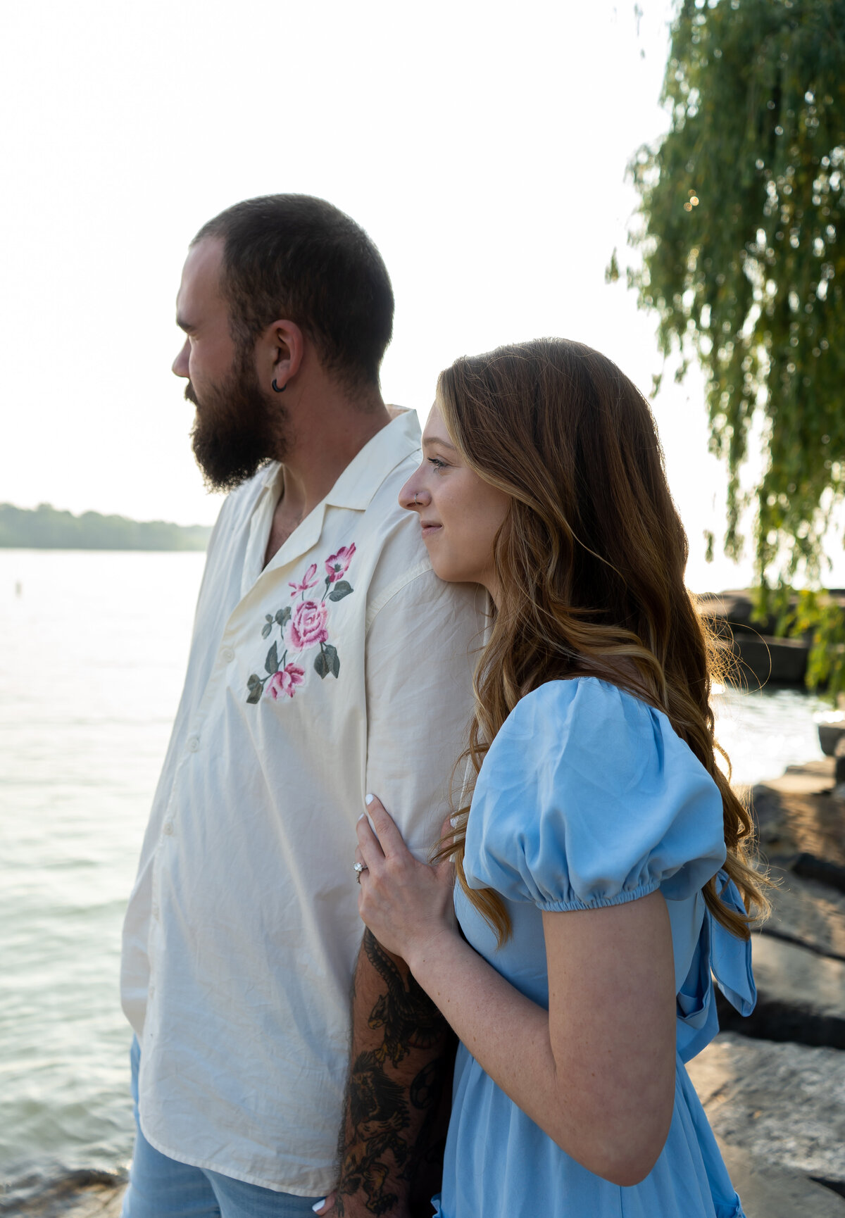documentary engagement photos at Edgewater Park Lake Erie