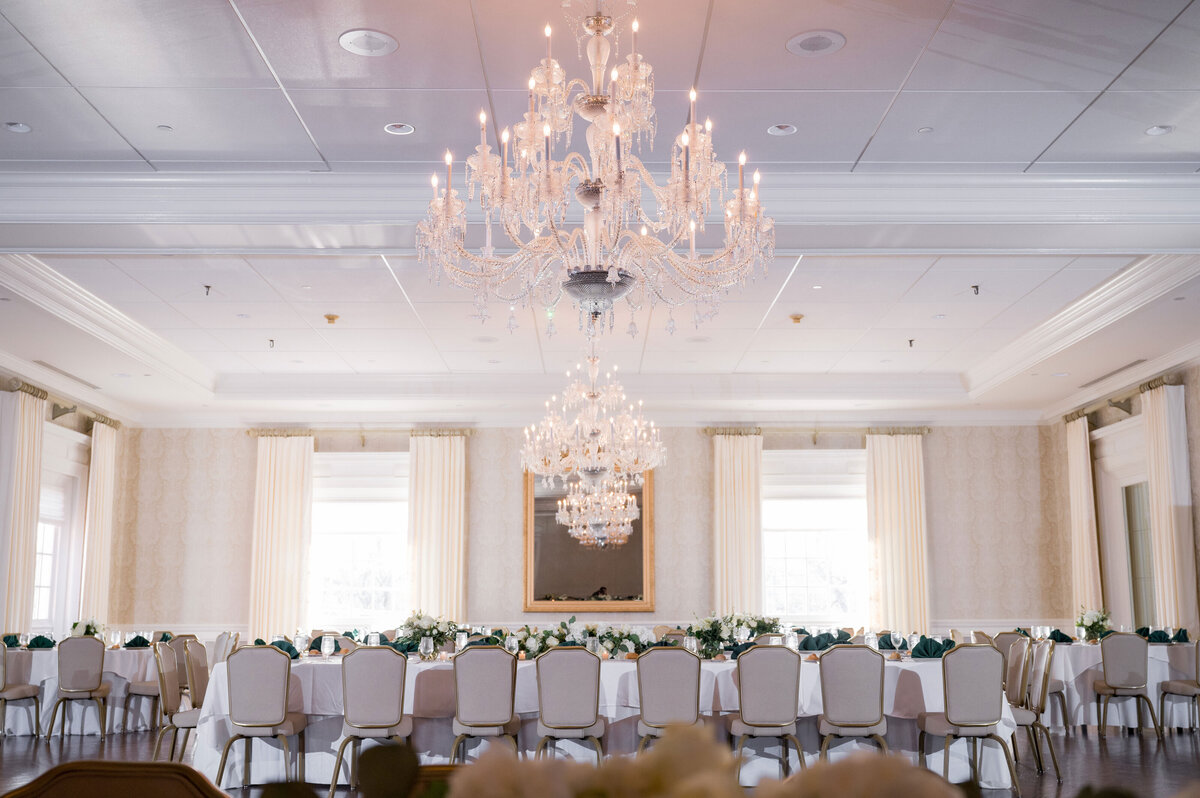ballroom set for a wedding reception at the pittsburgh field club