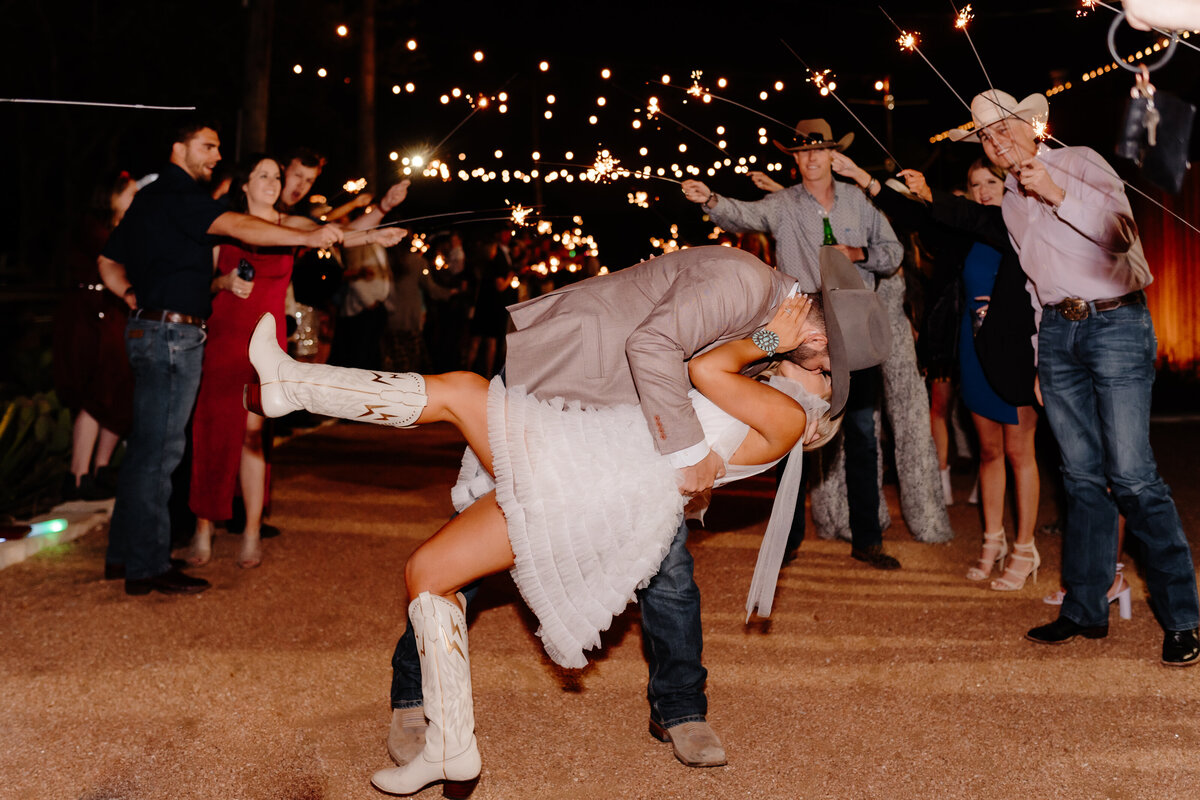 bride and groom kissing
