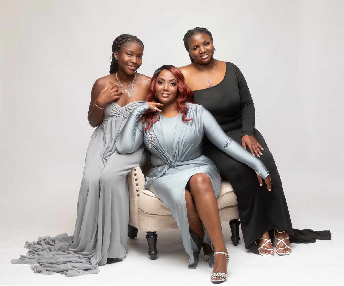 Modern Family Photos in Studio mom and daughters | Simple and Stylish Portraits