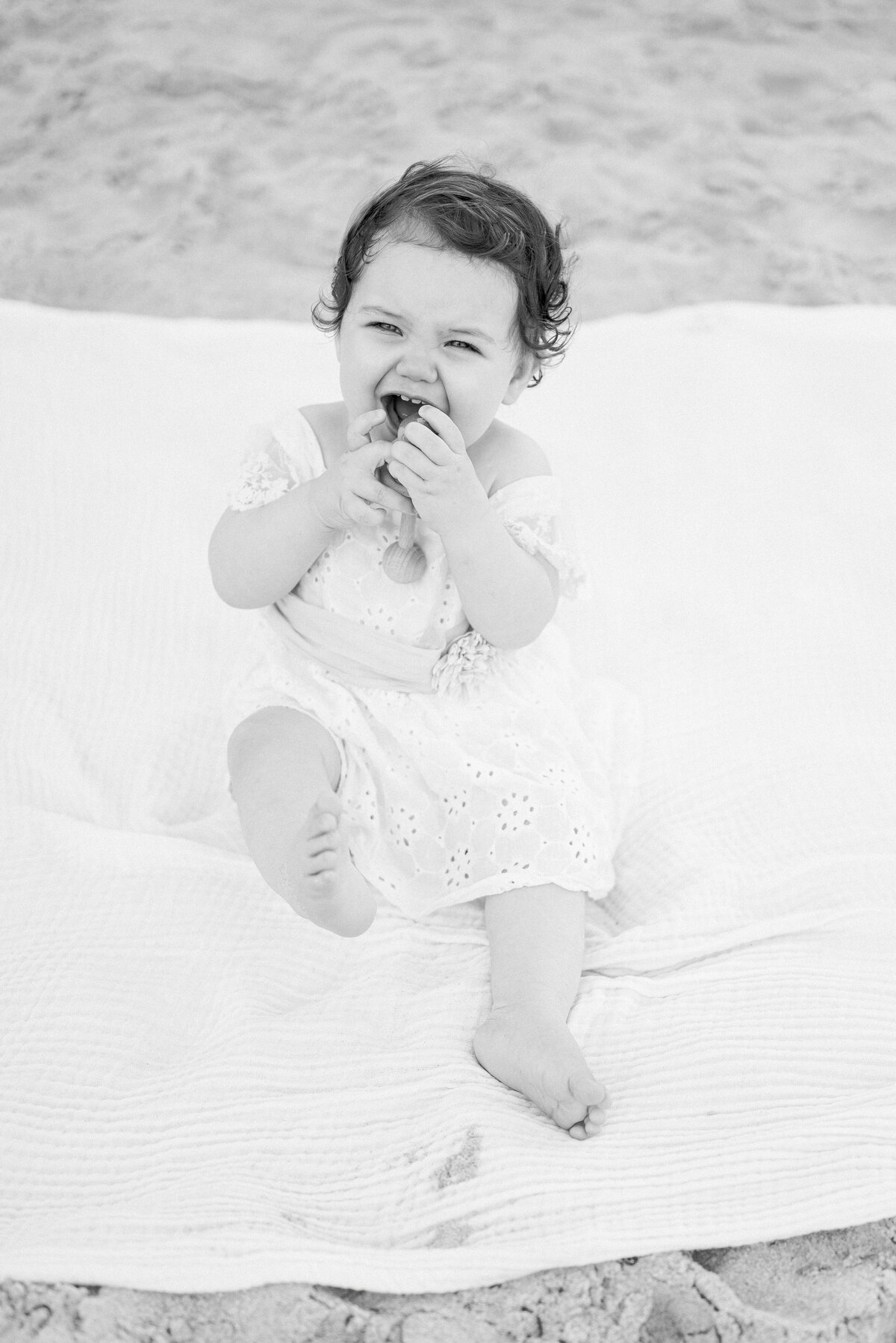 Black and white portrait of baby girl