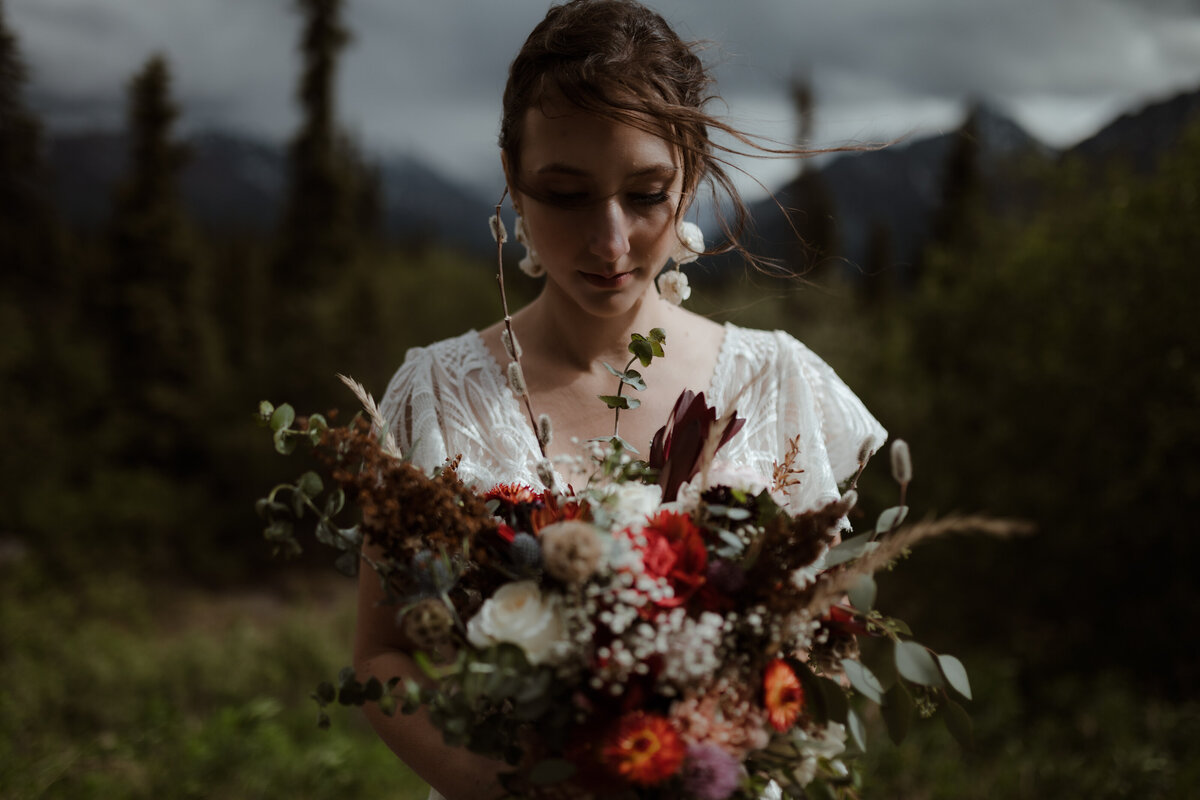 Bride holding flowers