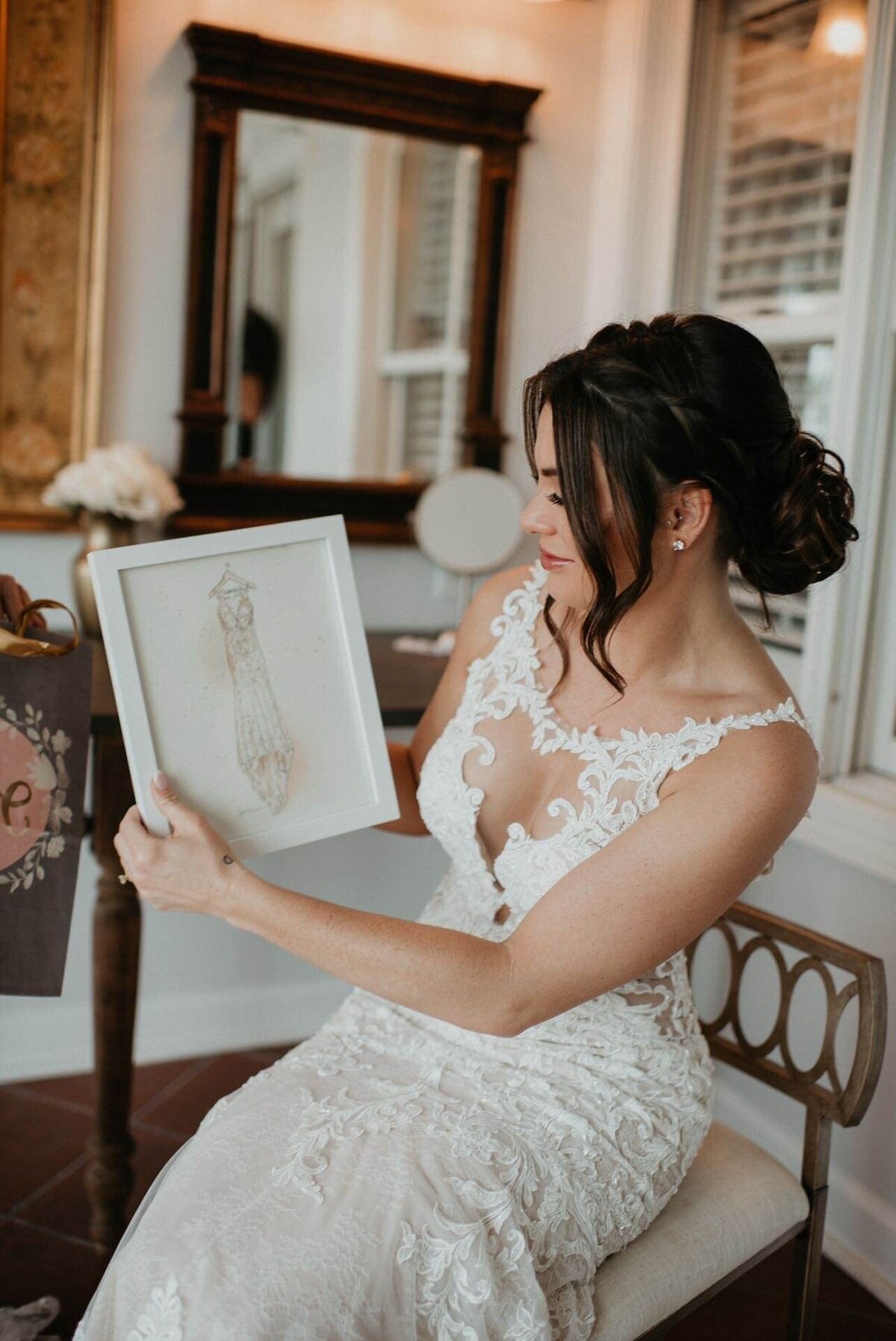 bride with wedding dress portrait