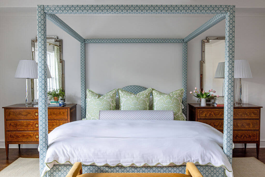 oyster creek studios university park blue bed green pillows