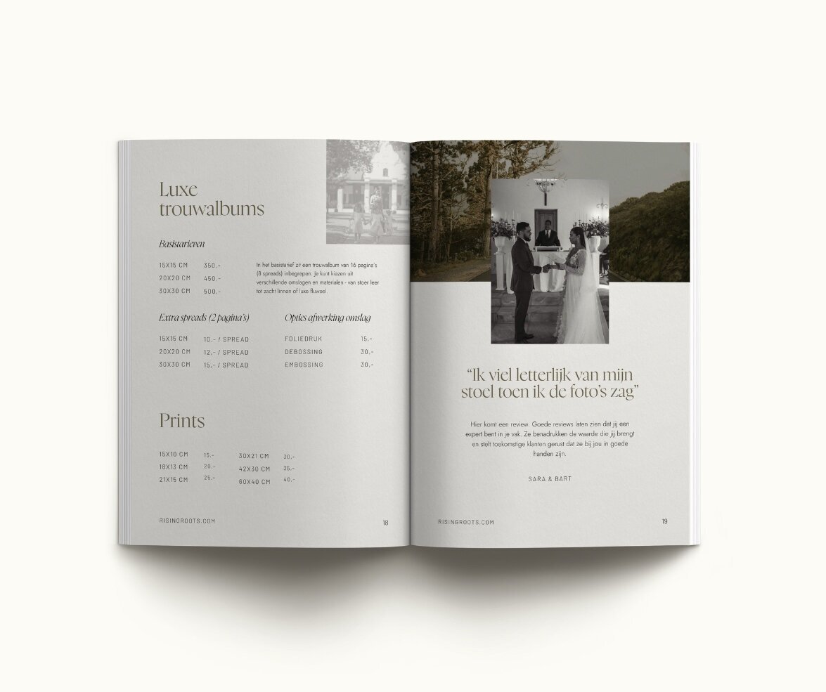 Brochure template voor fotografen Rising Roots 12