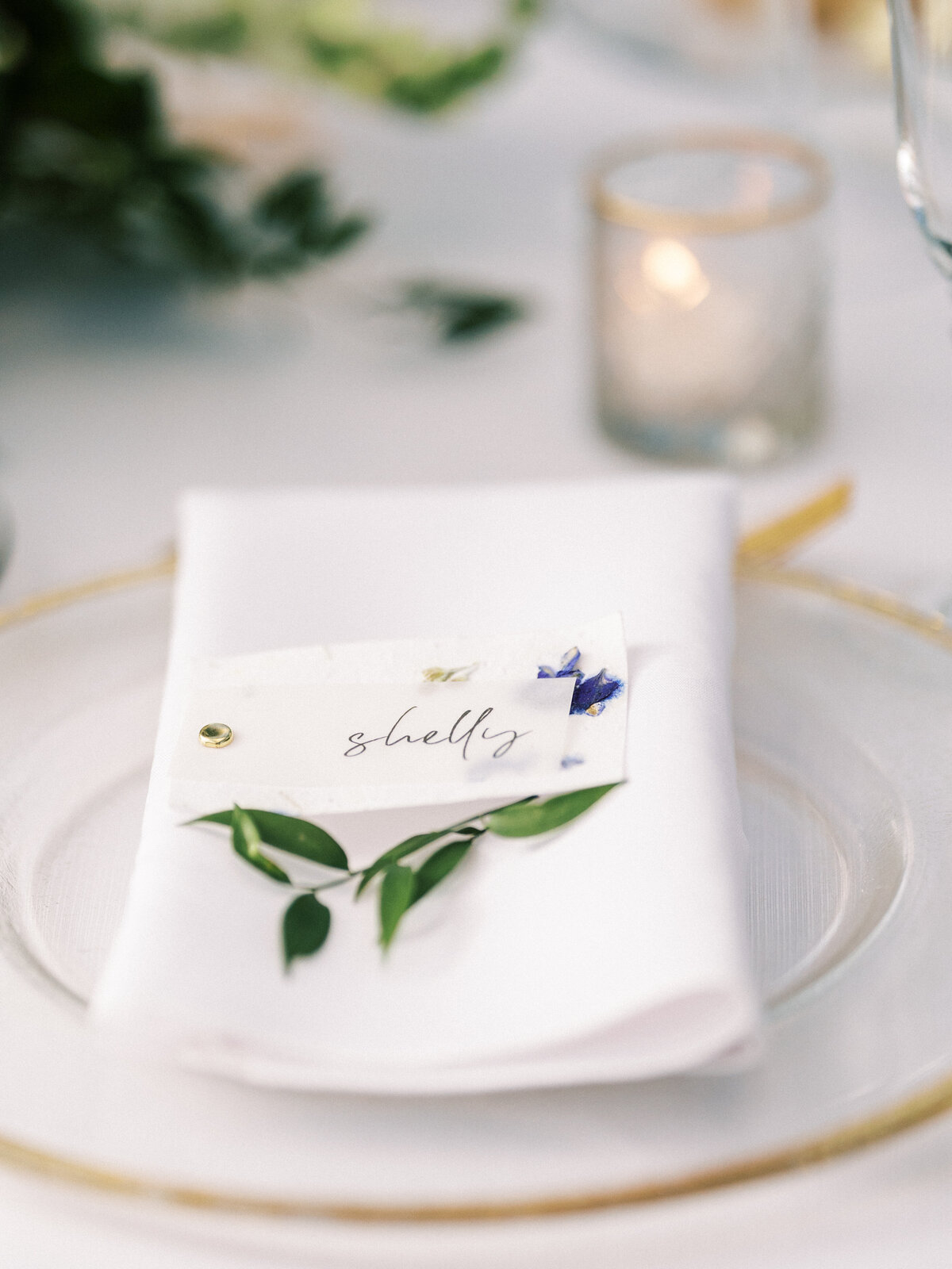 Vellum floral place card