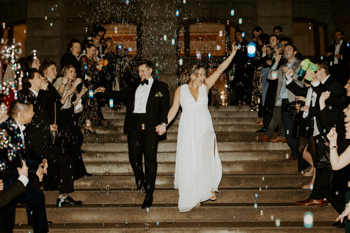 Bride and Groom exit by VA photographer