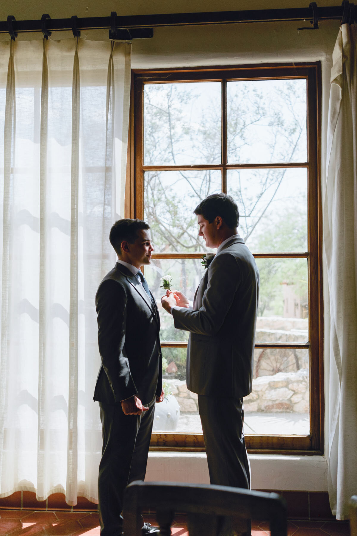 Tanque Verde Ranch wedding photo with desert landscape
