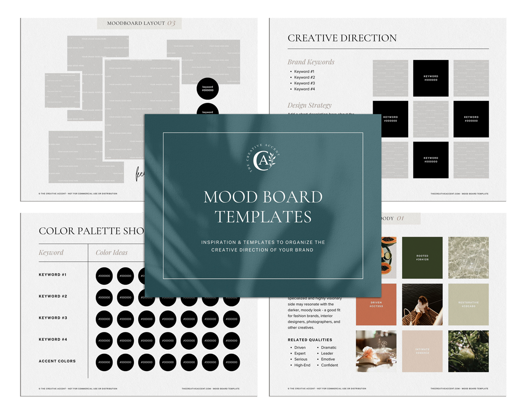 what's included in the mood board templates for Canva