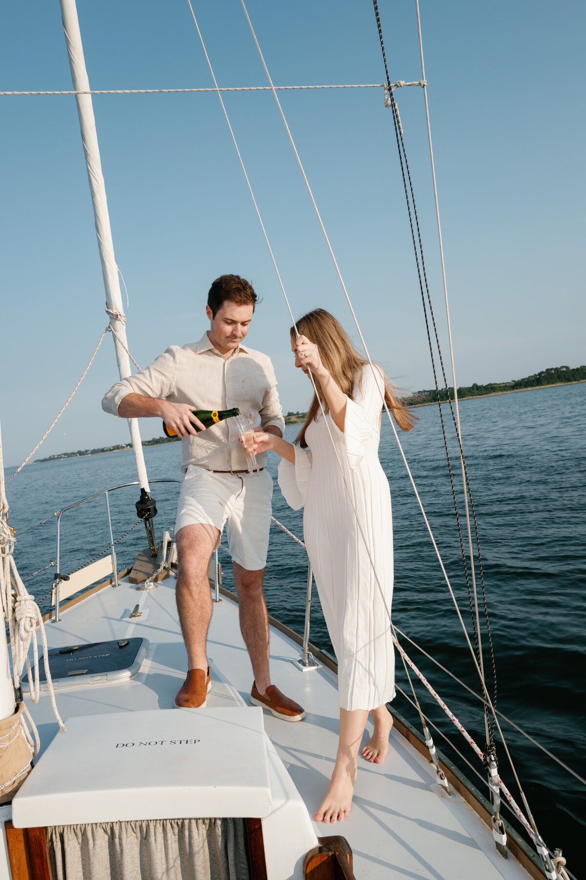 Cape Cod Engagement Photography on a Sailboat 2