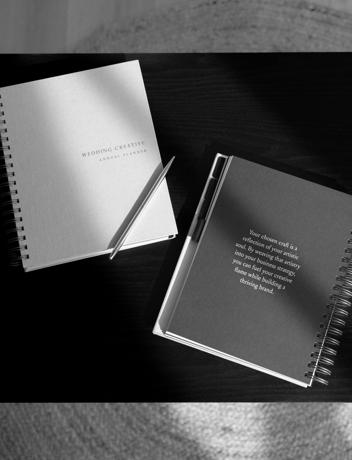 film branding product photography of journal, planner with inspirational quotes