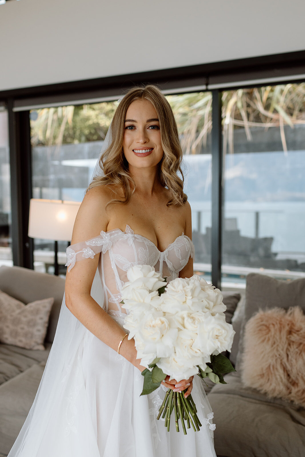 bride-dress-flowers-smile-makeup