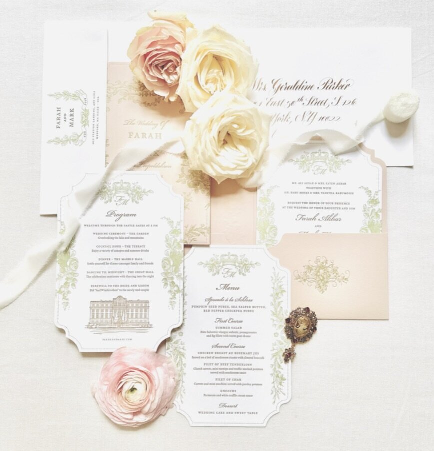 Luxury wedding stationery for destination wedding in palace Liechtenstein in Vienna
