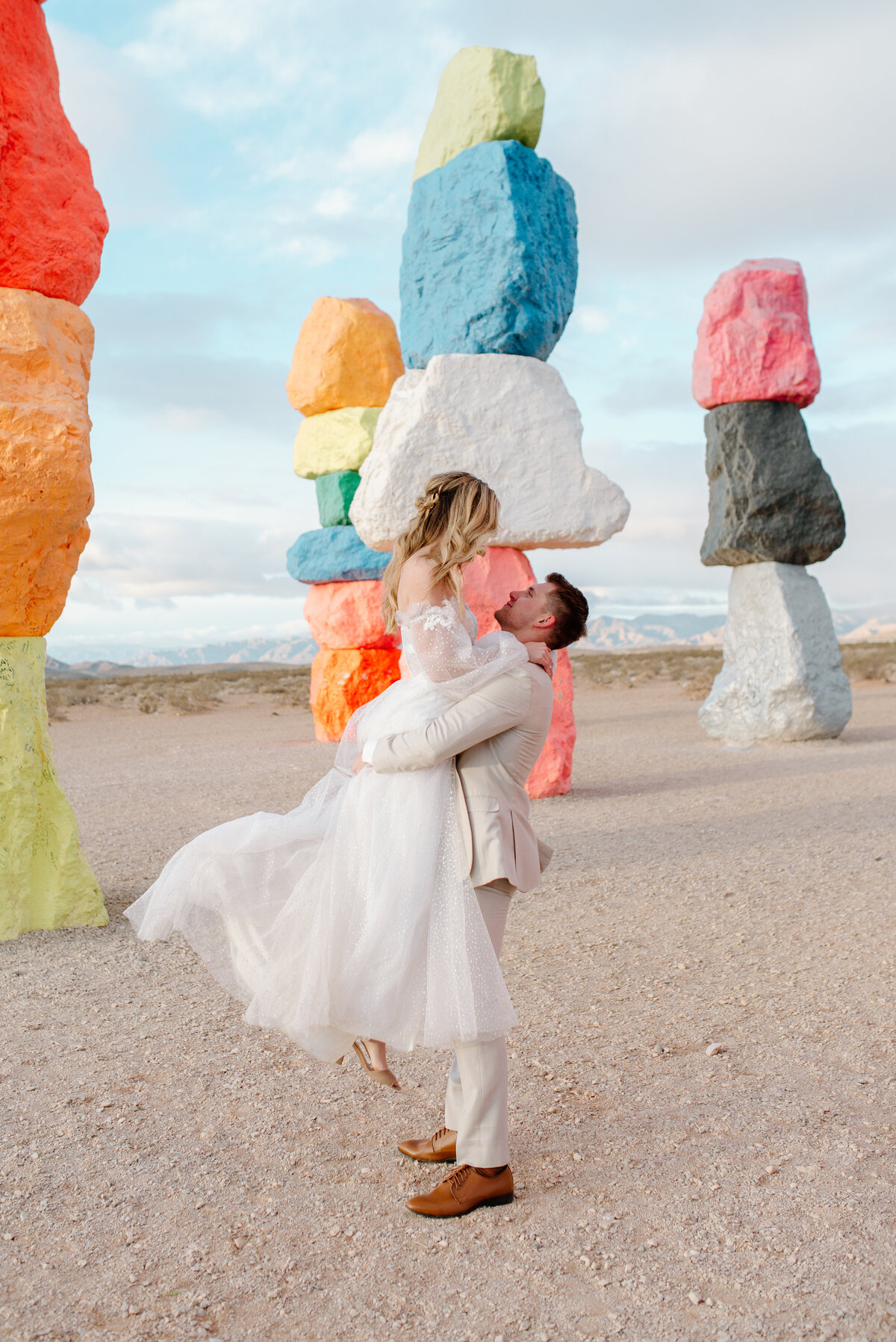 Elopement at the Seven Magic Mountains in Las Vegas