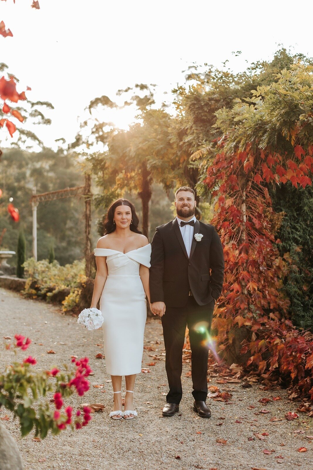 Couple getting married in the autumn leaves at Mont Du Soleil Victoria