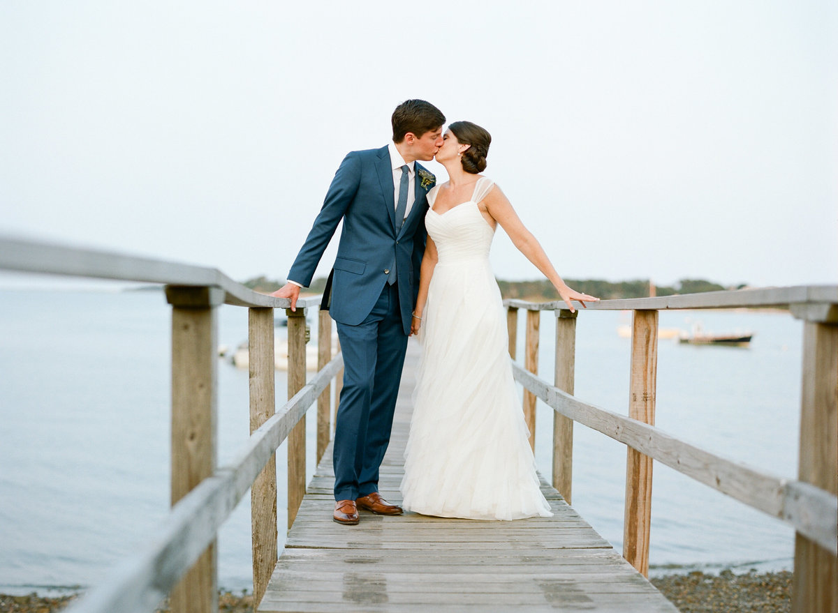 Wequassett bride and groom on dock