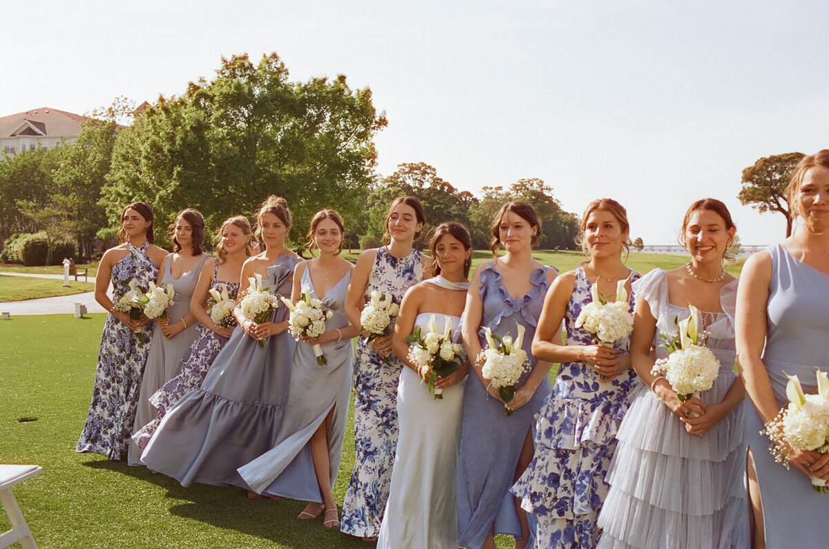 Film photograph of bridesmaids at an East Coast wedding in Maryland.