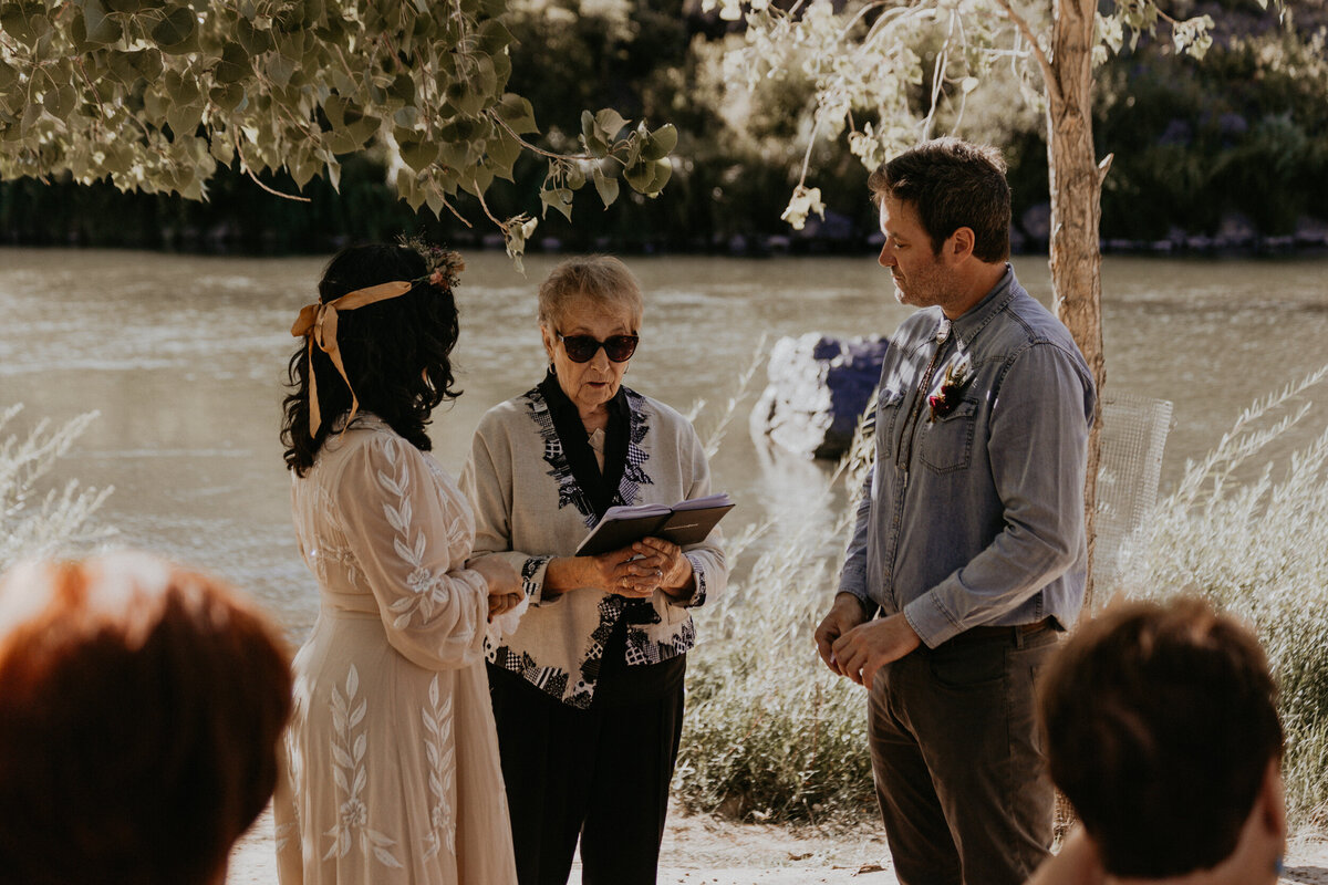 Intimate Wedding set up along the Rio Grande River in Taos, New Mexico