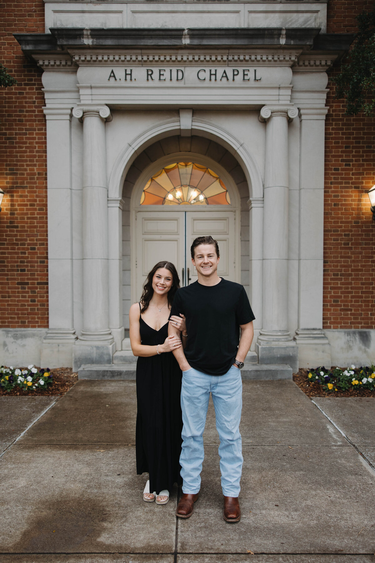 engagement pictures infront of Reid chapel