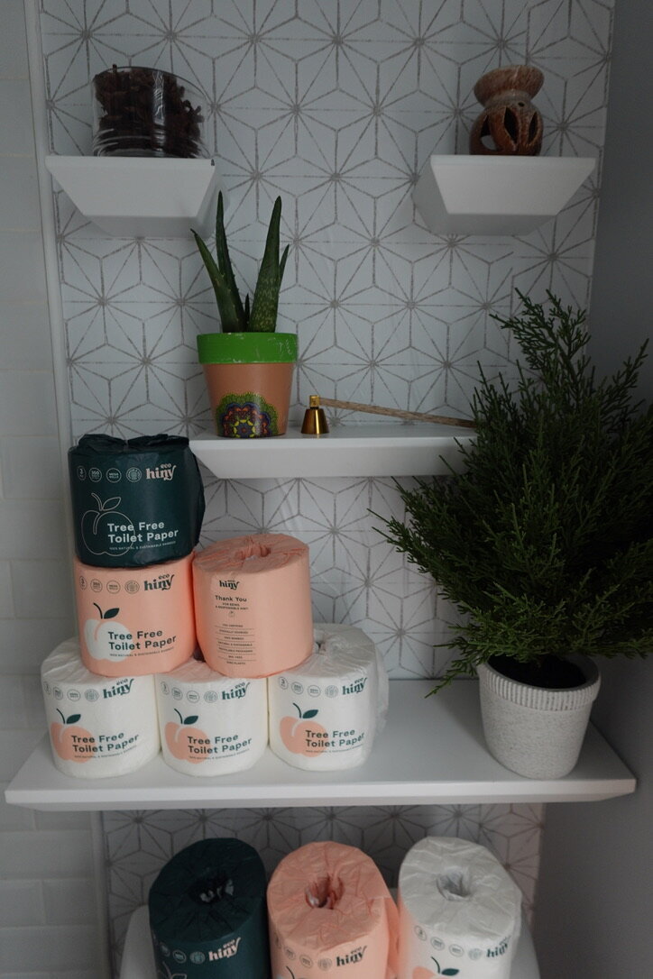 Stocked ecohiny tissue on shelf