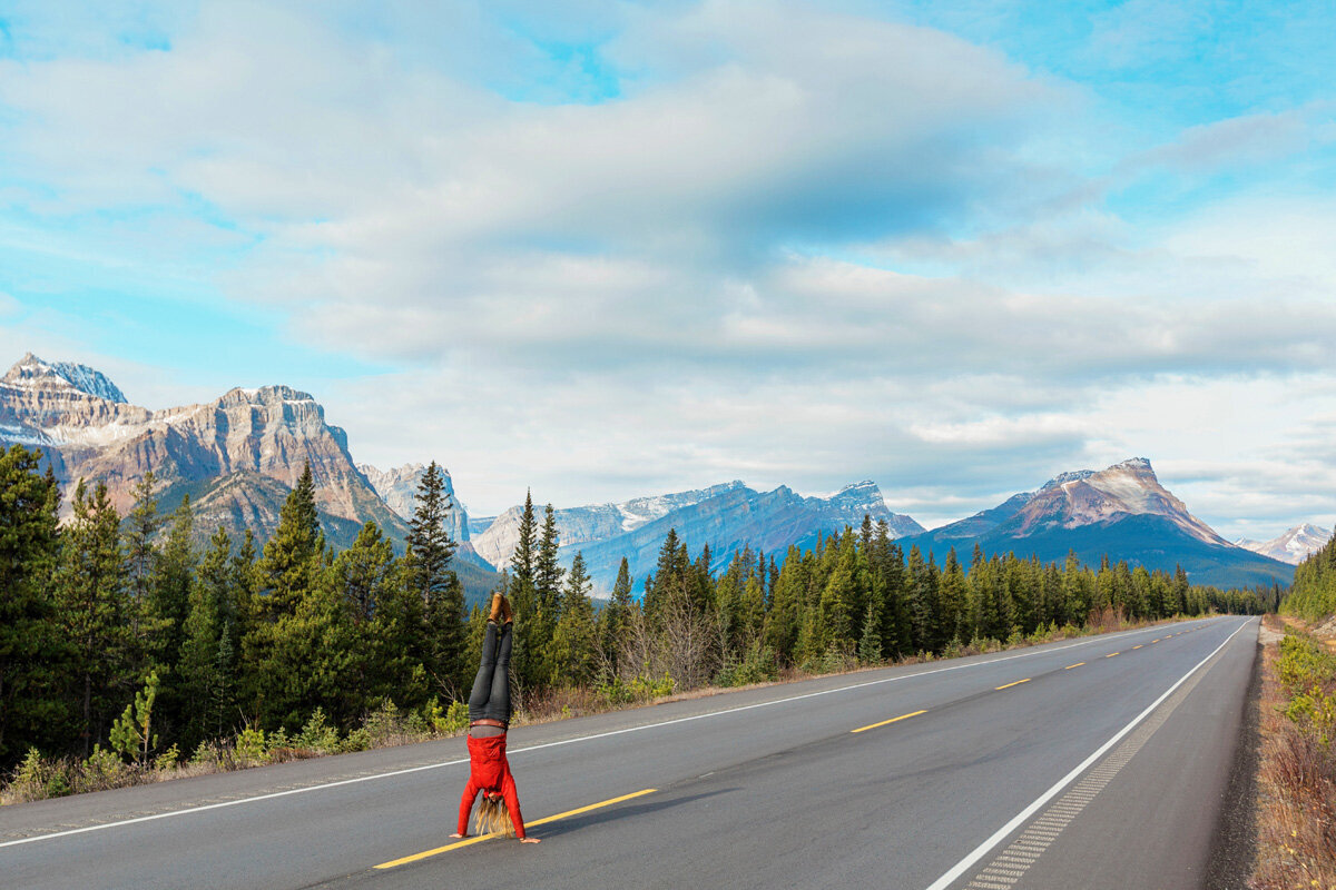 Travel Photography - Icefields Parkway - Handstand