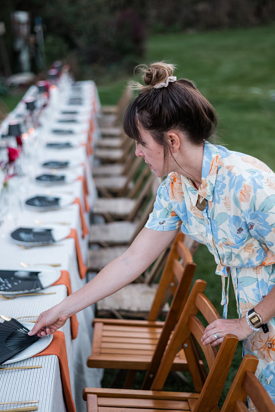 Perfect Thirds and Co prepping place settings for a Boise wedding.