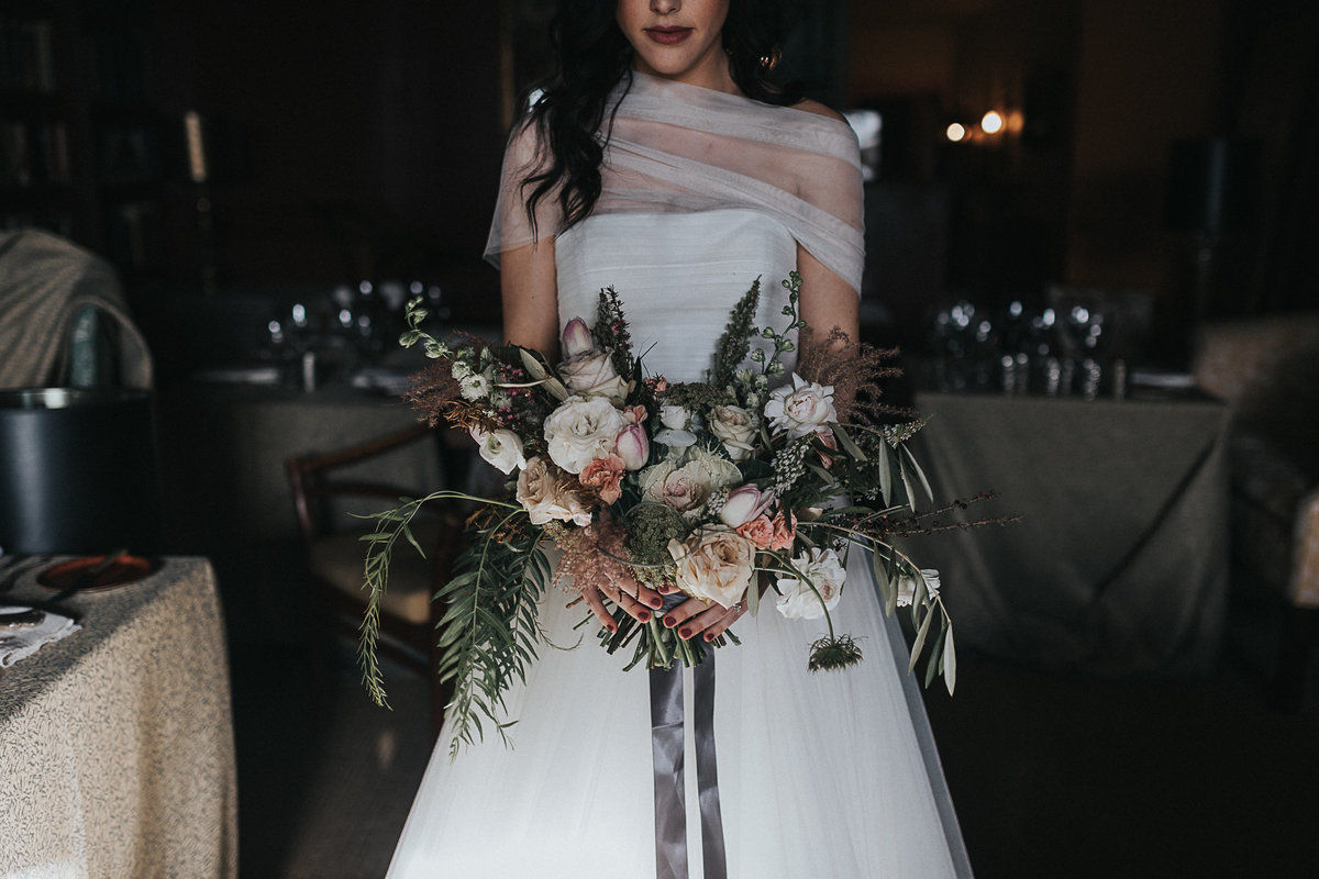 Indoor bridal portrait at the Ruins in Seattle, Washington