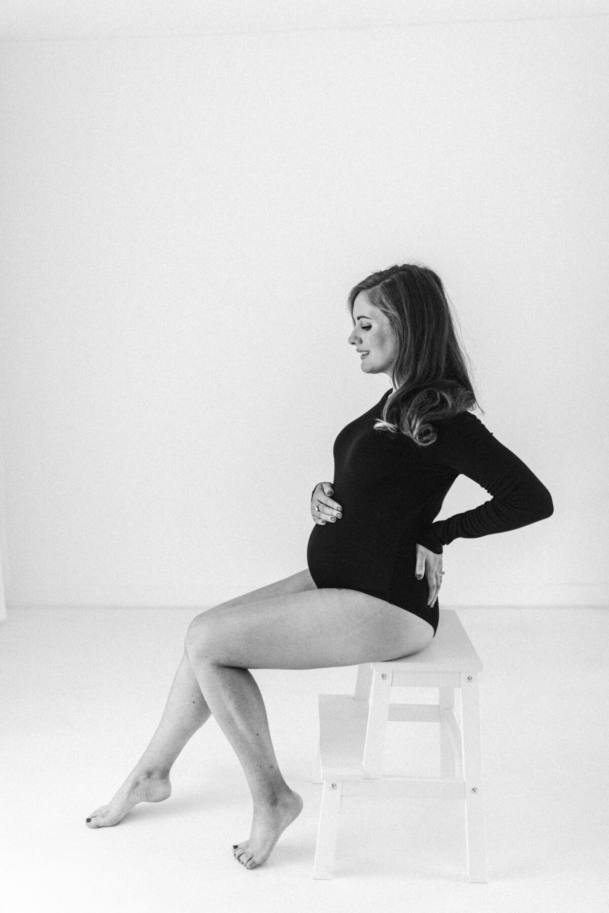 Pregnancy photography black leotard