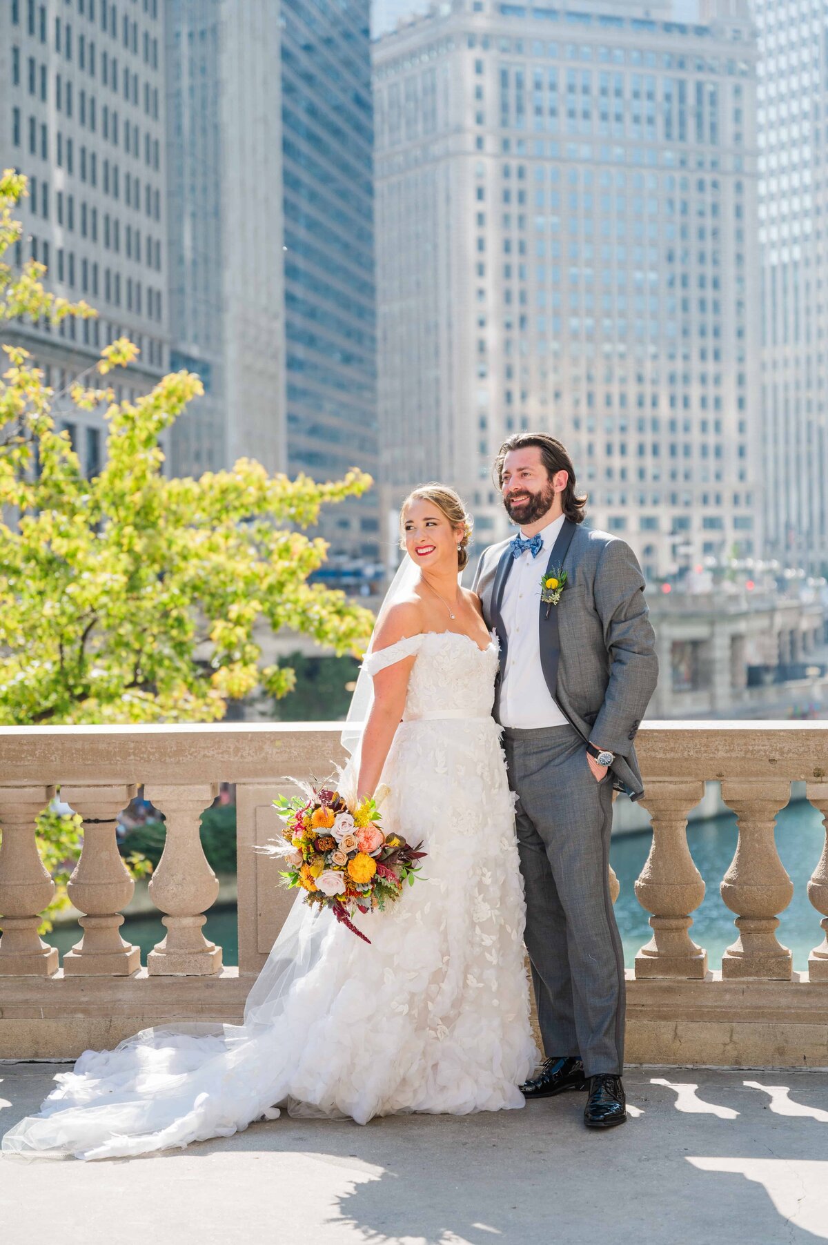 Bride and Groom in downtown Chicago.