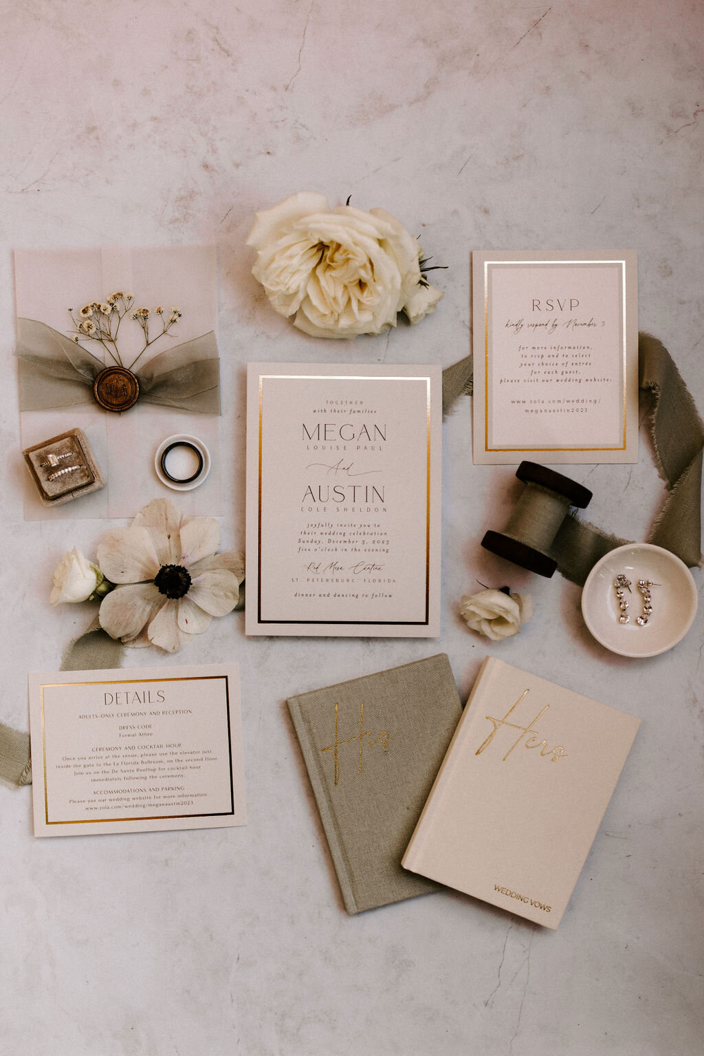 Wedding Stationery Flatlay Details