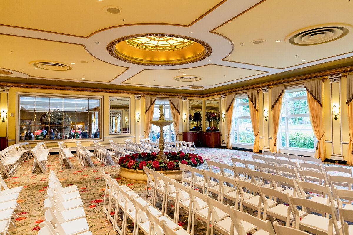 The Broadmoor's Lakeside Terrace Dining Room Set Up for a Wedding